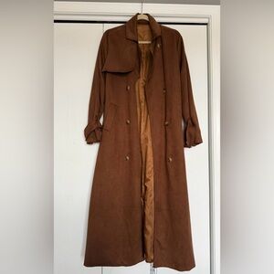 Elegant Brown Double-Breasted Women's Coat